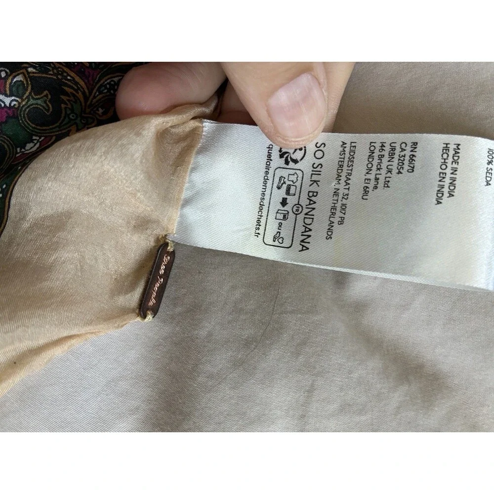 Free People So Silk 100% Silk Bandana Ivory Convertible Top Headscarf - Picture 3 of 6